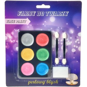 Barvy na obličej dětské perleťové 6 barev s aplikátory