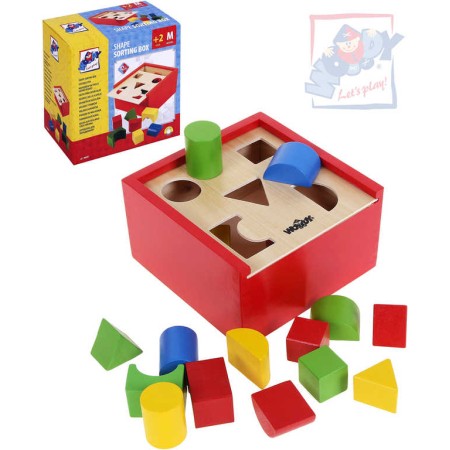 WOODY DŘEVO Vkládací krabička se 14 tvary baby vkládačka