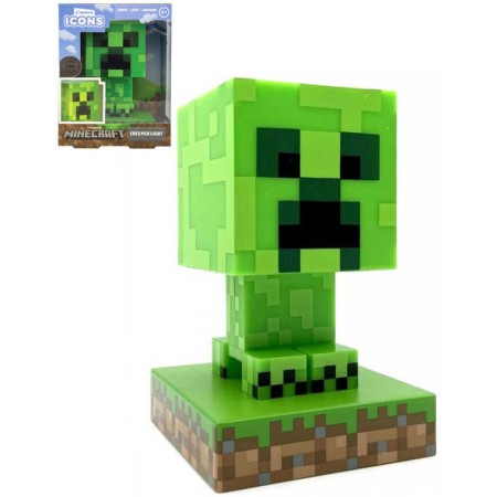 Stolní lampička Minecraft Creeper Icon Light 10cm na baterie zelené LED Světlo