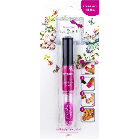 LUKKY Lak na nehty dětský slupovací 6ml + třpytky 1,5g Růžovofialová