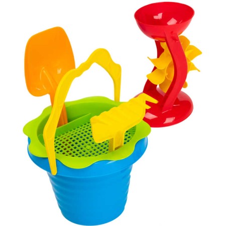 PL Sada na písek kyblík vlnka set s mlýnkem a nástroji 5ks různé barvy