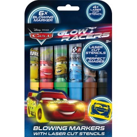 JIRI MODELS Fixy foukací 6ks Auta (Cars) set se 4 šablonami