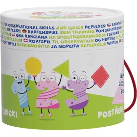 JIRI MODELS Hra karetní Postřeh! Čísla, barvy, tvary v kulaté krabičce