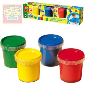 SES CREATIVE Baby moje první barvy prstové set 4 tuby 150ml smývatelné