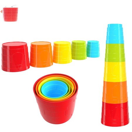 Pyramida baby skládací kelímky barevné stohovací věžička 5 dílků