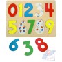 WOODY DŘEVO Puzzle vkládací číslice s beruškami na desce