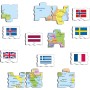 LARSEN Puzzle deskové vzdělávací Evropa mapa + vlajky 70 dílků
