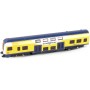 Vlak regionální kovový model mini 1 vagon žlutomodrý v krabici