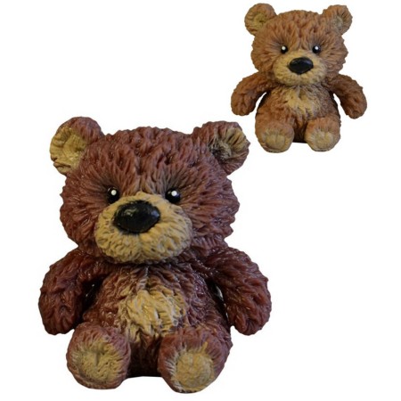 Zvířátko soft medvěd 8cm strečový natahovací gumový 2 barvy