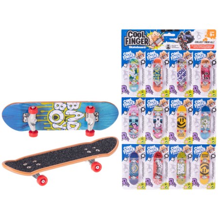 Skateboard prstový kovový prkno s grafikou různé druhy na kartě