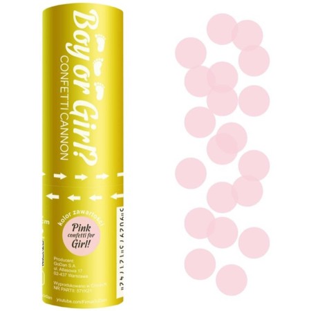GODAN Konfety vysřelovací růžové kolečka kluk nebo holka? konfetový kanon