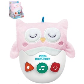 PLYŠ Roly-poly baby sova kývací pro miminko na baterie Světlo Zvuk