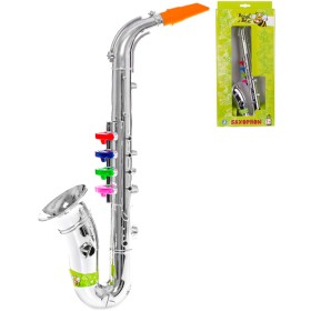 Saxofon dětský stříbrný 4 klapky plast *HUDEBNÍ NÁSTROJE*