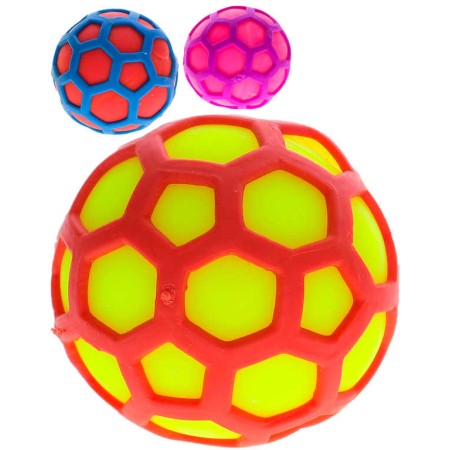 Míček hexagon strečový 6,5cm síťkový bublinový balónek 3 barvy plast