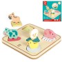 HAPE DŘEVO Puzzle baby vkládací Zvířátka 5 dílků na baterie Zvuk