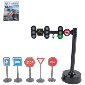 Semafor silniční set s dopravními značkami na baterie Světlo Zvuk