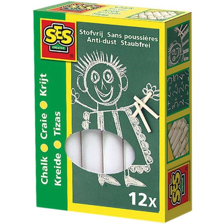 SES CREATIVE Křídy bílé kulaté set 12ks v krabici
