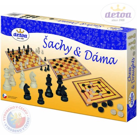DETOA DŘEVO Hra Šachy a dáma 2v1 *SPOLEČENSKÉ HRY*