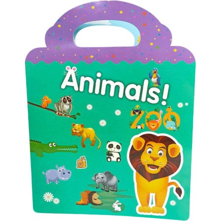 Samolepky zvířátka v ZOO Kniha plná samolepek AJ