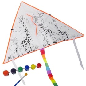 Drak létající nylonový k vybarvení žirafy 93x46cm set s barvičkami a štětcem