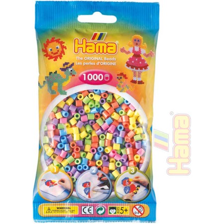 HAMA Korálky dětské zažehlovací pastelové set 1000ks v sáčku midi plast