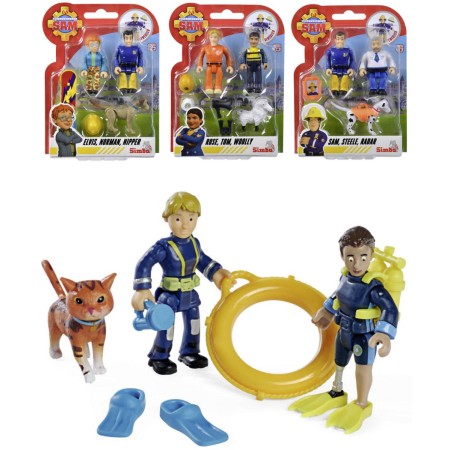 SIMBA Požárník Sam herní set 2 figurky + zvířátko s doplňky 4 druhy