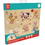 HAPE DŘEVO Puzzle baby vkládací Farma s úchyty 12 dílků na desce
