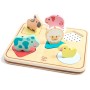 HAPE DŘEVO Puzzle baby vkládací Zvířátka 5 dílků na baterie Zvuk