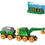 BRIO DŘEVO Set Vagon s nákladem + jeřáb doplněk k vláčkodráze 33698