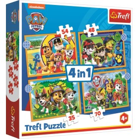 TREFL PUZZLE 4v1 Tlapková Patrola Prázdniny 29x21cm 207 dílků skládačka
