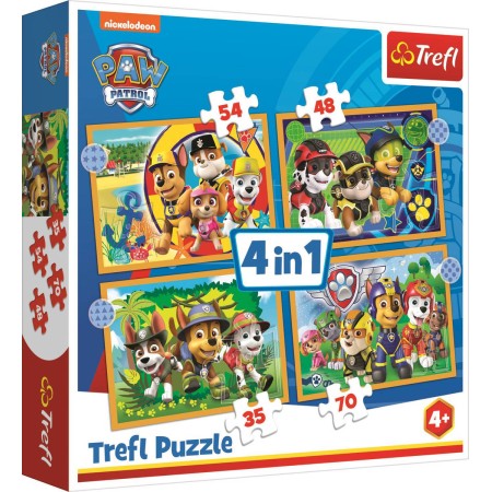 TREFL PUZZLE 4v1 Tlapková Patrola Prázdniny 29x21cm 207 dílků skládačka