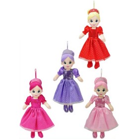 Panenka textilní látková princezna hadrová 35cm s poutkem 4 barvy