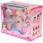 Hlava česací blondýnka 19cm set s kadeřnickými doplňky v krabici