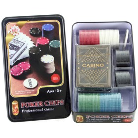 Hra karetní Poker set karty s žetony v plechové krabičce