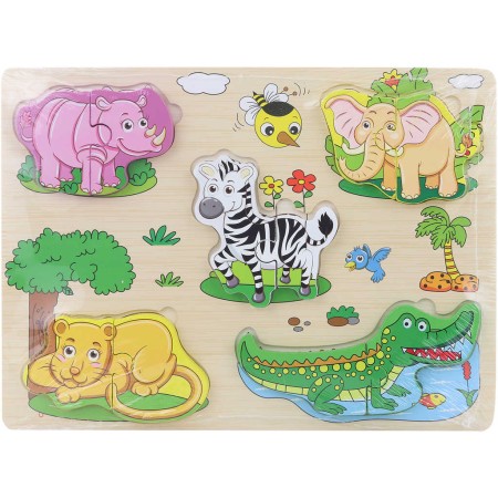 DŘEVO Puzzle vkládačka zvířátka safari na desce *DŘEVĚNÉ HRAČKY*