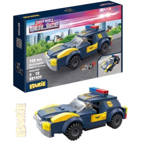 EDUKIE Policejní auto na zpětný chod set 112 dílků + figurka STAVEBNICE