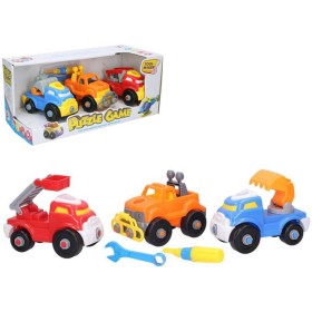 Autíčko barevné šroubovací montážní set 3ks se 2 nástroji plast