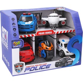 Policejní dopravní prostředky set 5ks auta s motocyklem a letadlem na setrvačník