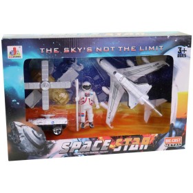 Vesmírný kovový herní set raketoplán s kosmonautem a doplňky 5ks
