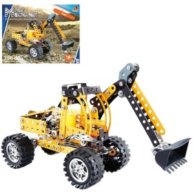 MALÝ MECHANIK Bagr 256 dílků kovová STAVEBNICE typu Merkur