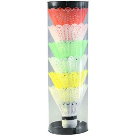 Míček plastový na badminton bílý + barevný košíček set 6ks v tubě