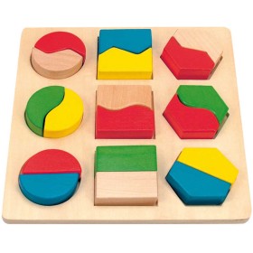 WOODY DŘEVO Destička puzzle s vkládacími tvary 18 dílků *DŘEVĚNÉ HRAČKY*