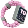 DETOA DŘEVO Hodinky růžové náramkové oboustranné náramek s korálky