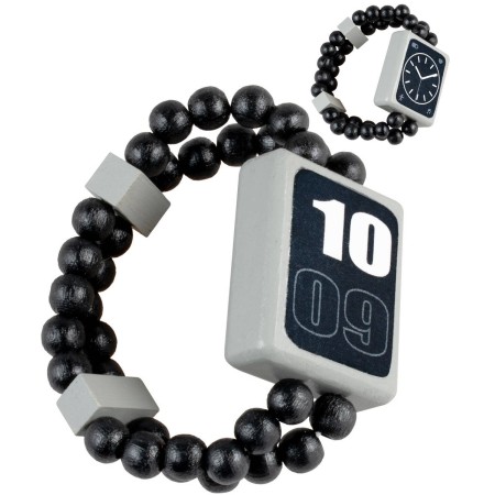 DETOA DŘEVO Hodinky černé náramkové oboustranné náramek s korálky