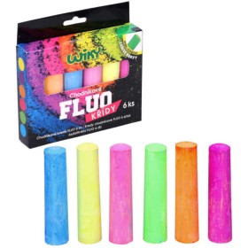 Křídy barevné chodníkové Fluo kulaté set 6ks v krabičce