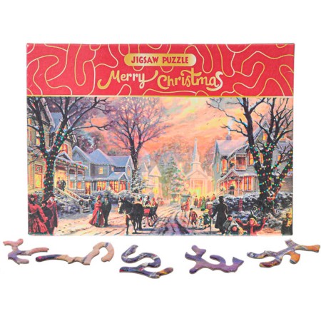 PUZZLE Merry Christmas Zasněžená ulice 75x50cm 468 dílků skládačka v krabici