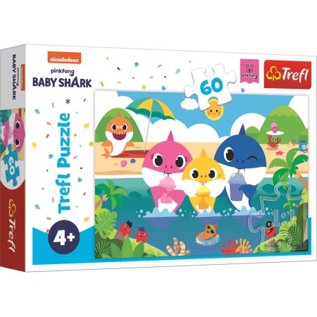 TREFL PUZZLE Baby Shark s rodinou na dovolené 33x22cm skládačka 60 dílků