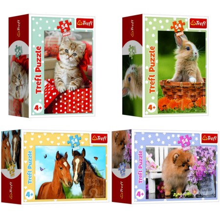 TREFL PUZZLE Mini Zvířátka mláďata 20x13cm 54 dílků skládačka 4 druhy