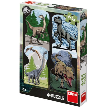 DINO Puzzle Jurský svět 4x54 dílků 13x19cm skládačka