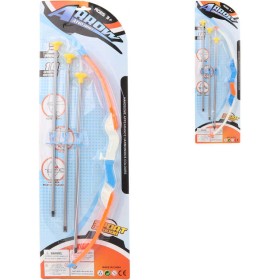 Luk 42cm + 3 soft šípy s přísavkami plast 2 barvy dětská sada na kartě
